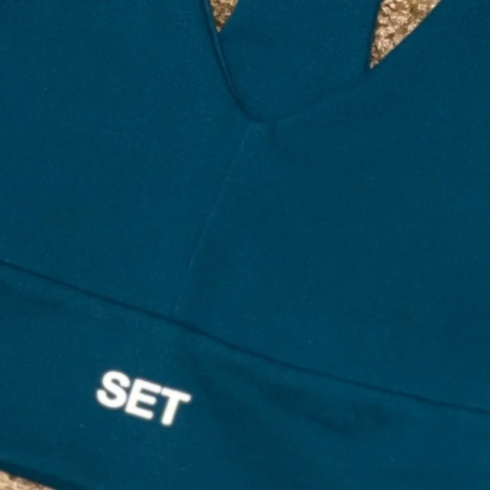 SET Active Luxform V-Neck Sports Bra Teal Green Racerback Yoga Gym Top Small